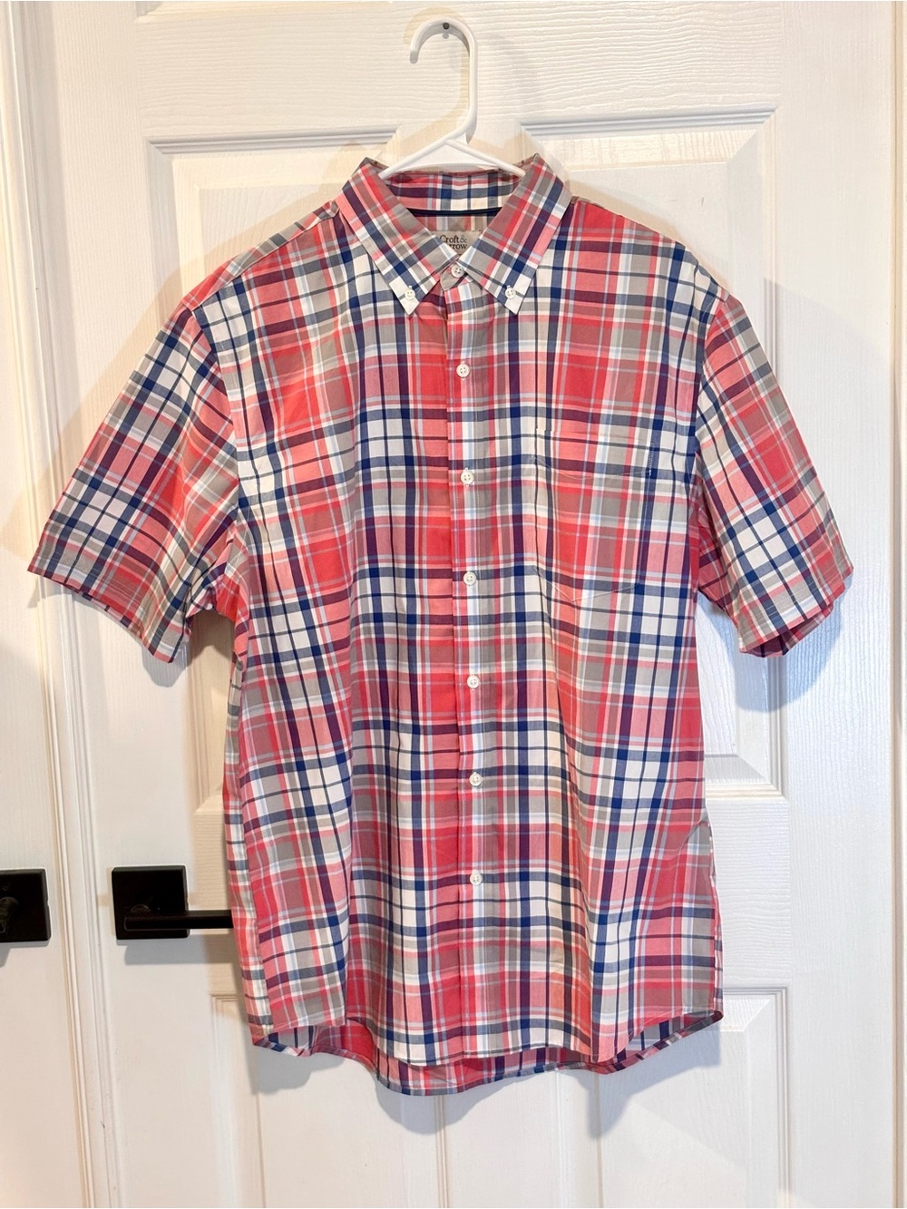 Croft & Barrow Easy Care Men’s Large Red White Blue Short Sleeve Button Down